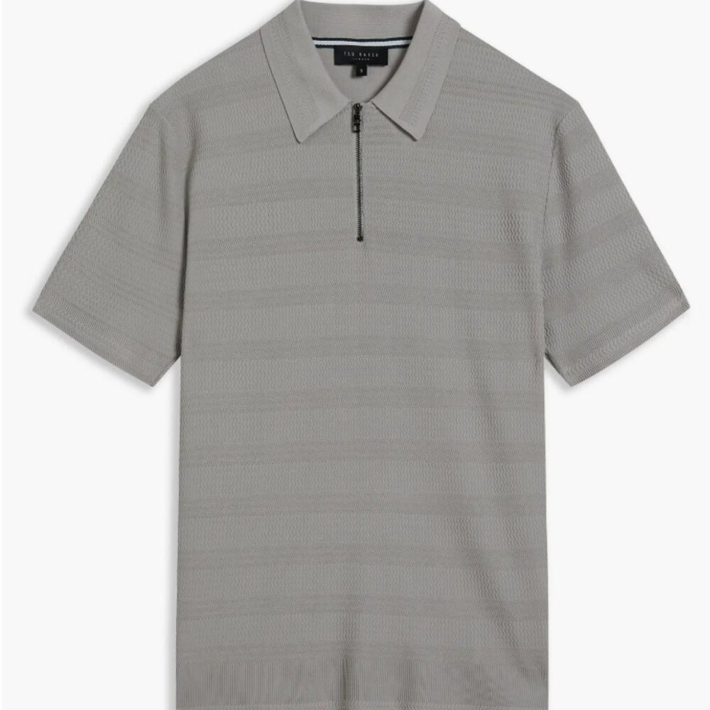 Ted Baker London Stree Textured Stitch Polo Sweater in Grey, 6 XXL